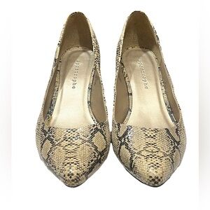 Apostrophe Snakeskin Tan & Black Heels 8.5 M